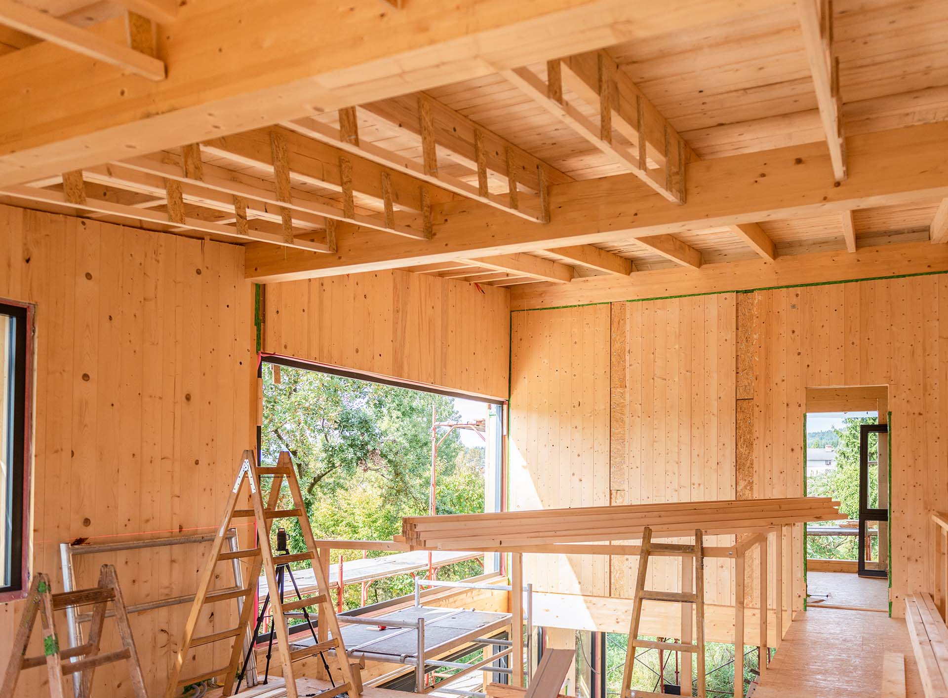 Ansicht auf ein Haus in Holzrahmenbauweise